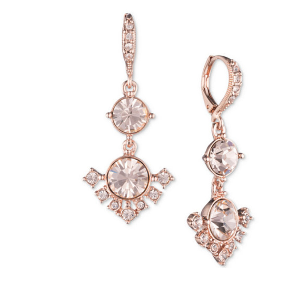 GIVENCHY Rose Gold Double Drop Earrings NWT